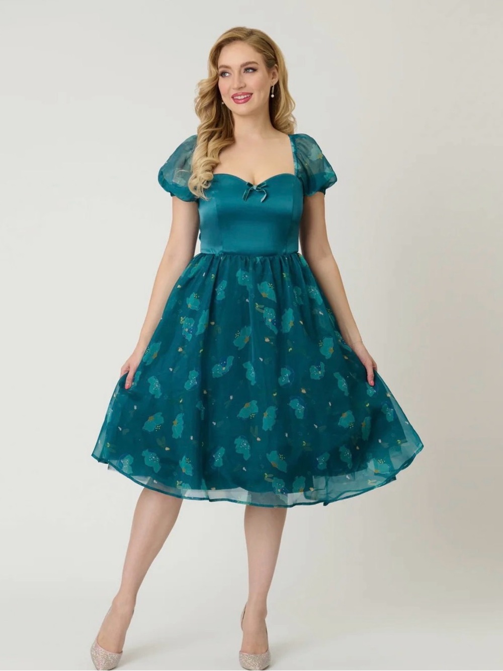 Disney Fantasia Collection by Unique Vintage Teal Fairies Light Up Swing Dress L